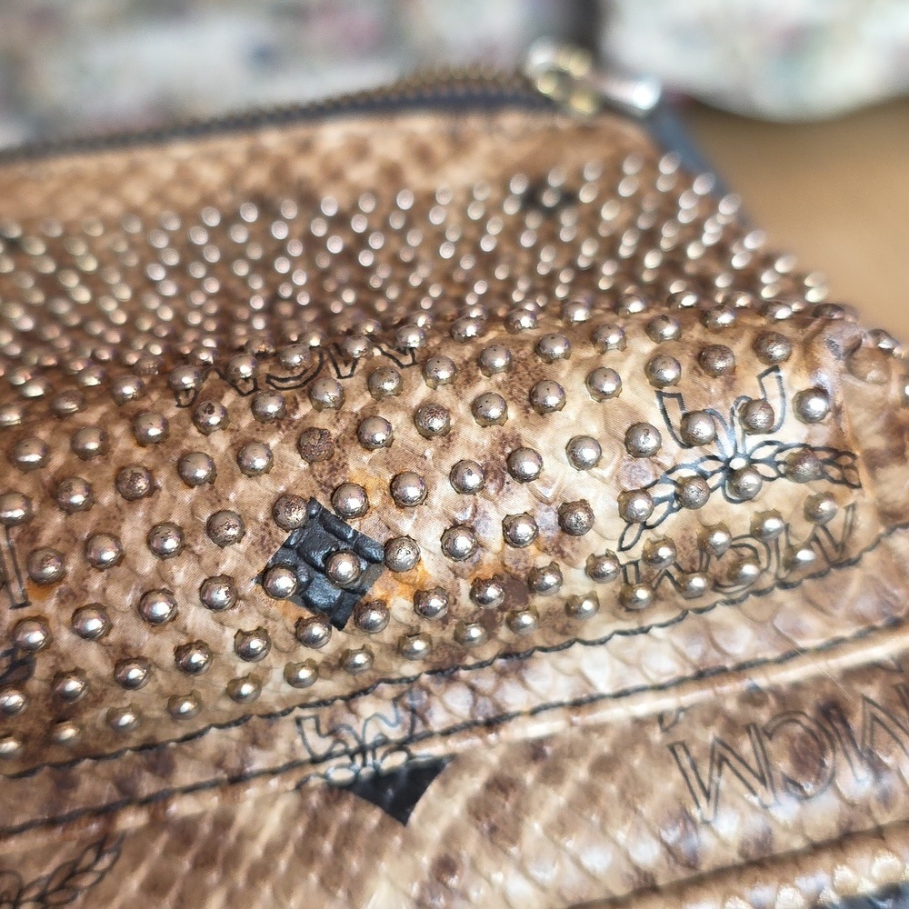 MCM Snakeskin Studded Backpack - Picture 8 of 11